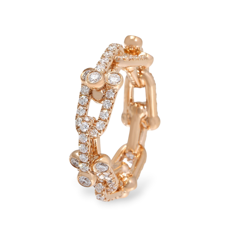 Tiffany & Co. Hardware Link Ring 18K Rose Gold Diamond