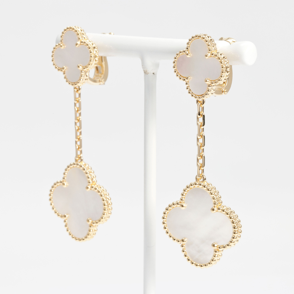 Van Cleef & Arpels Magic Alhambra Earrings 18K Yellow Gold Mother of Pearl VCARD78800