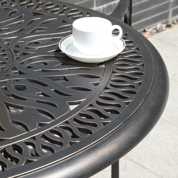 Patio 35���Round Coffee Side Table Cast Aluminum with Bronze Finish