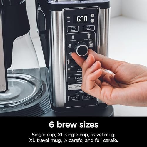 Specialty Coffee Maker, Hot & Iced Coffee, 6 Brew Styles, 8 Sizes, Small Cup to Travel Mug, 10-Cup Carafe, Fold-Away Frother, Permanent Filter, Removable Reservoir, Black