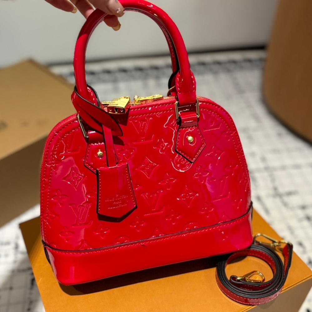 Louis Vuitton Alma Bb Monogram Vernis Leather Red 23Cm