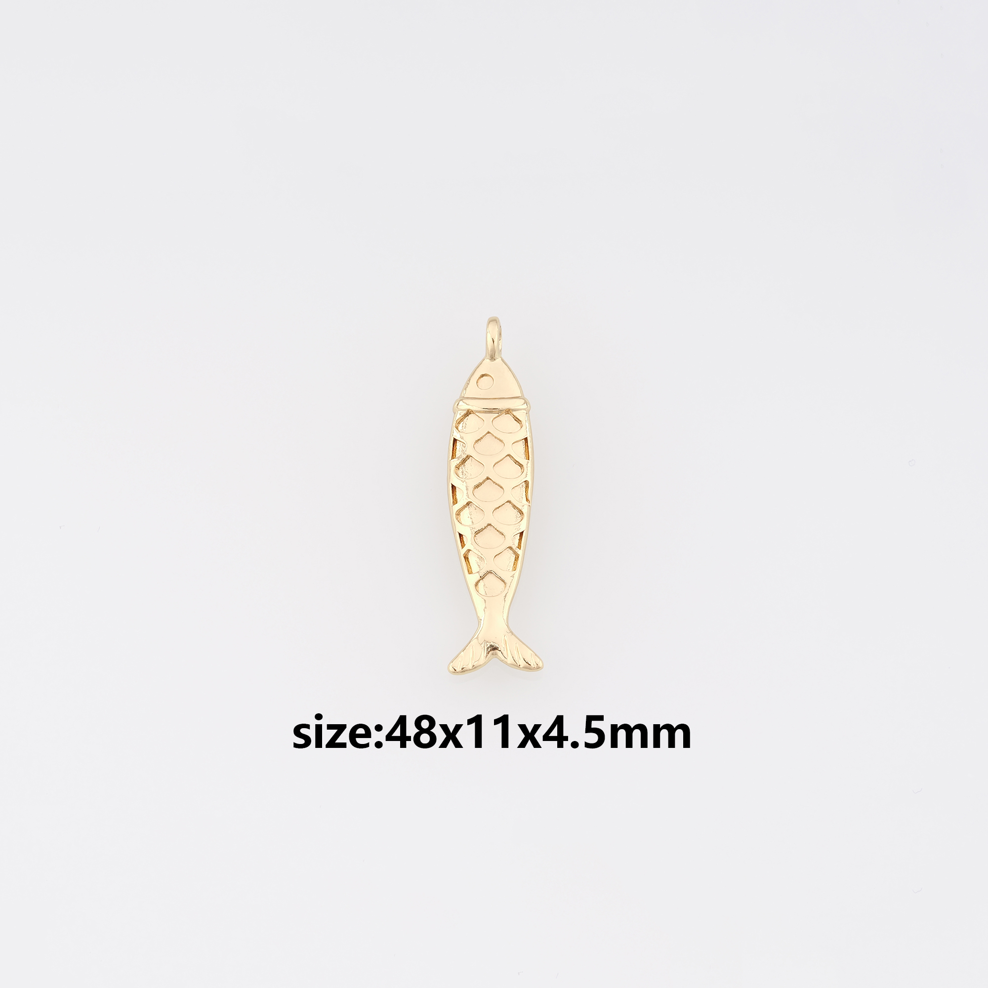 18K Gold Filled Fish Pendant,Ocean Fish Charm Earrings Necklace for DIY Jewelry Making Supply