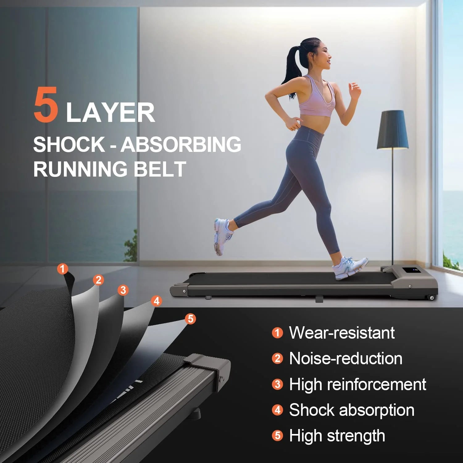 Bigzzia Under Desk Treadmill, 2.5HP Installation-Free Portable Treadmill Running Machine, 6.25MPH, Treadmill with LED Display and Wireless Remote Control for Home/Office, 265 Lb Capacity
