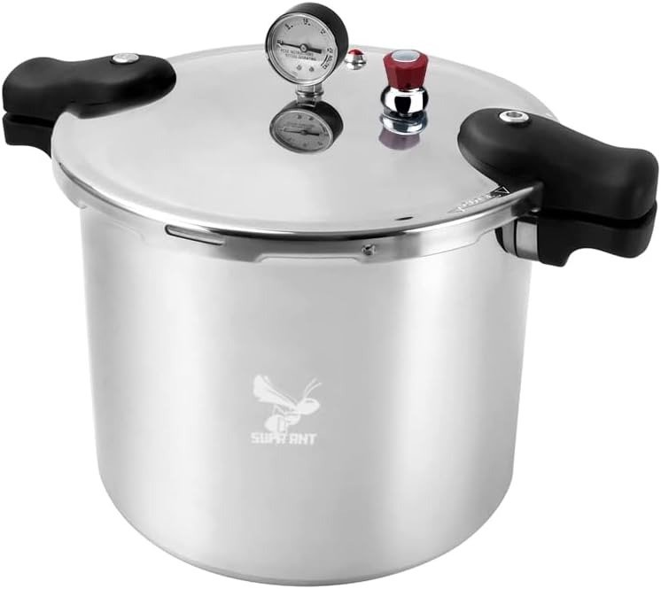 Pressure Canner 23 Qt with Canning Supplies Starter Kit – Canning Pressure Cooker with Gauge – Water Bath Canner Pot with Rack and Lid – Jar Lifter, XL Ladle, Jar Tongs, and Bubble Popper
