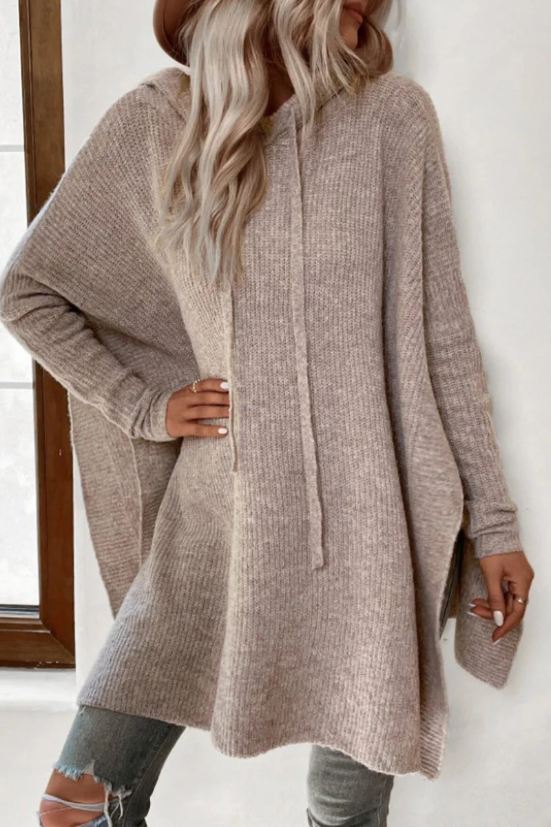 Hooded Knit Poncho DressClistos