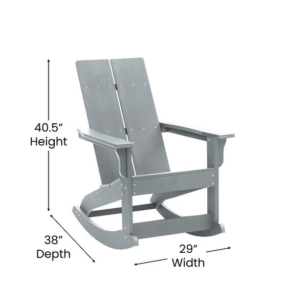 2 Modern Dual Slat Poly Resin Adirondack Rocking Chairs with Side Table