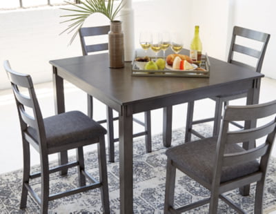 Signature Design by Ashley Bridson Counter Height Dining Room Table and Bar Stools (Set of 5), Gray