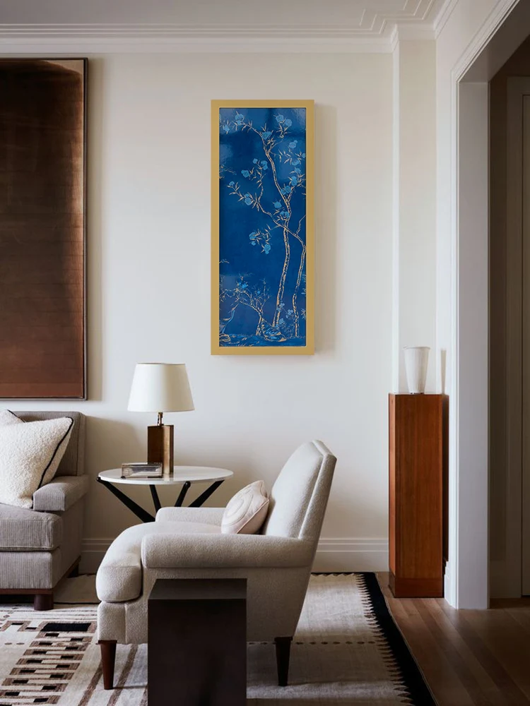 AH239 - Oriental Vintage Hand-Painted Gilded Wall Art, Gold Leaf Decor
