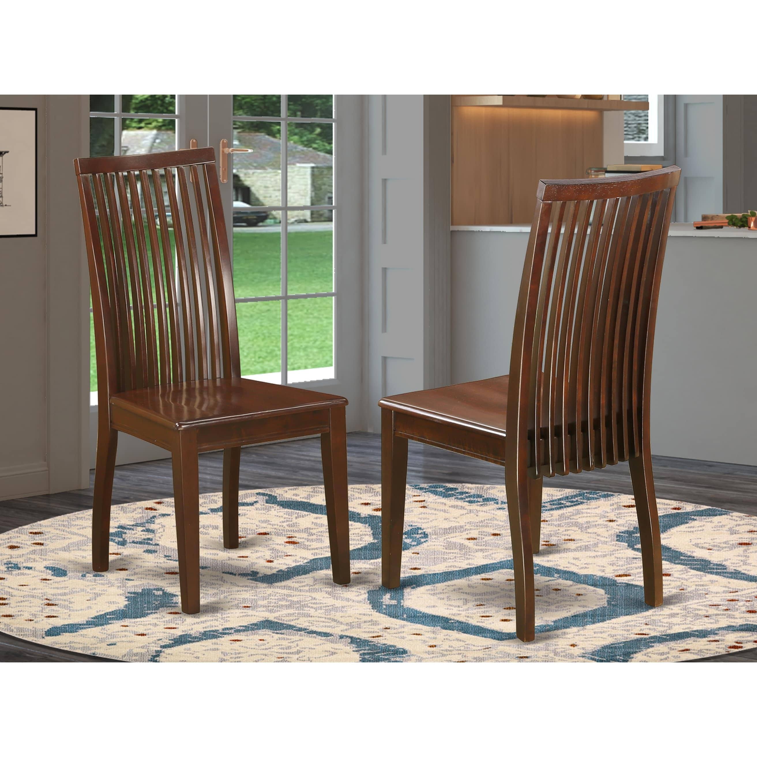 East West Furniture Set of 2 Chairs IPC-MAH-W Ipswich Dining Chair with Slatted Back in Mahogany Finish