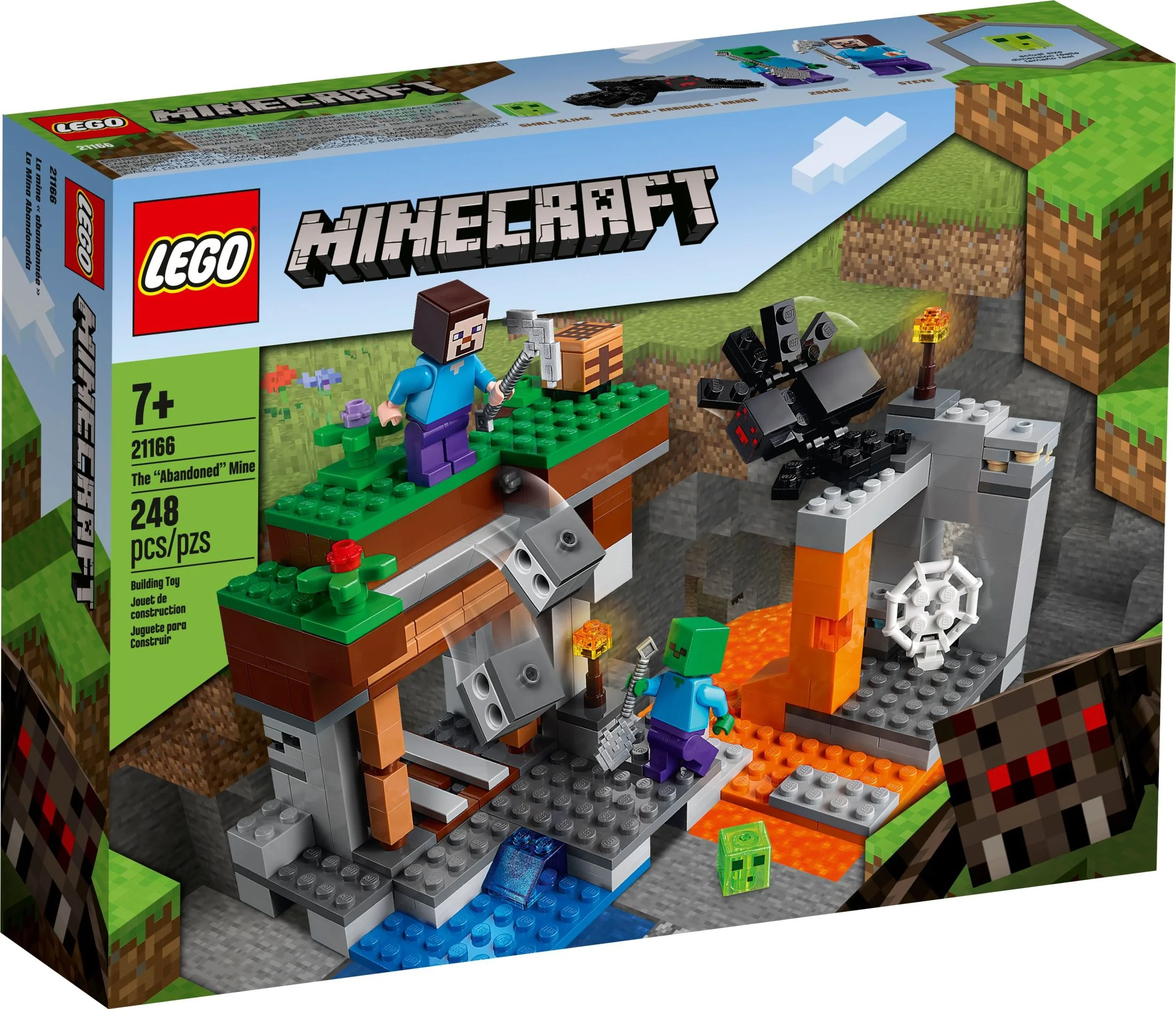 LEGO Minecraft The Abandoned Mine Building Toy, 21166 Zombie Cave with Slime, Steve & Spider Figures, Gift idea for Kids, Boys and Girls Age 7 plus