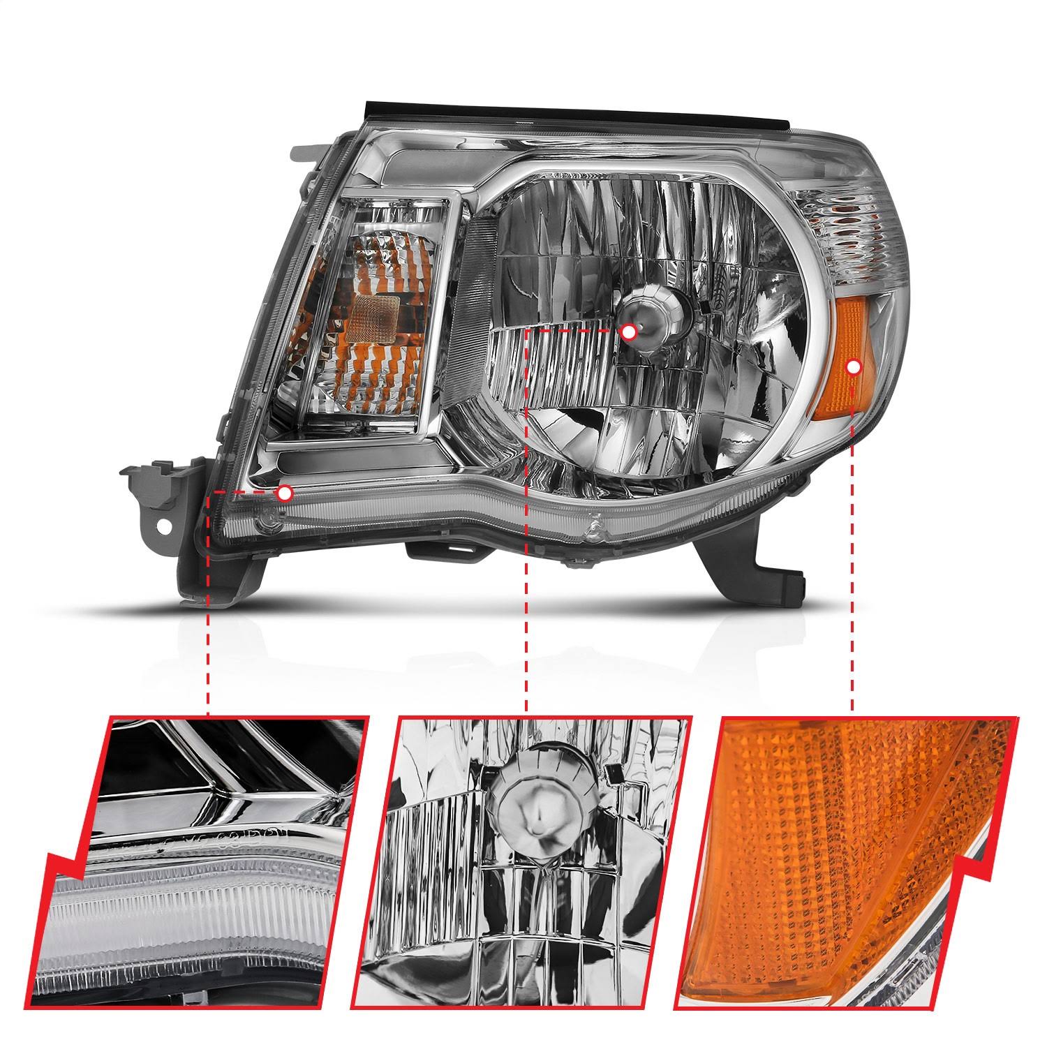 Anzo USA - Crystal Headlight Chrome Amber - 111437