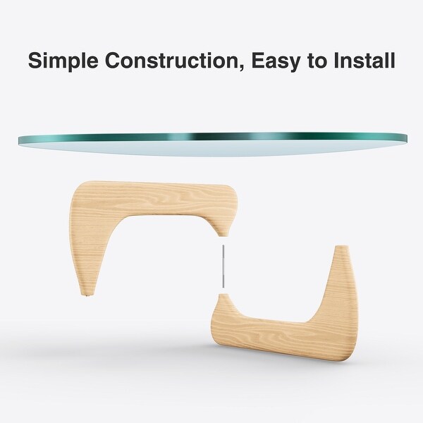 Noguchi Modern Triangle Glass Coffee Table Cherry Wood Base