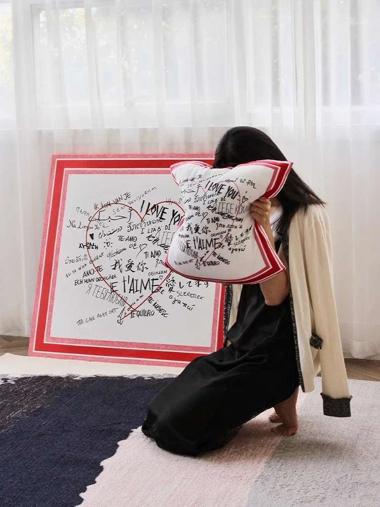 BD013 - Love Letter: Silky Snowflake Satin Pillow, Modern Living Room