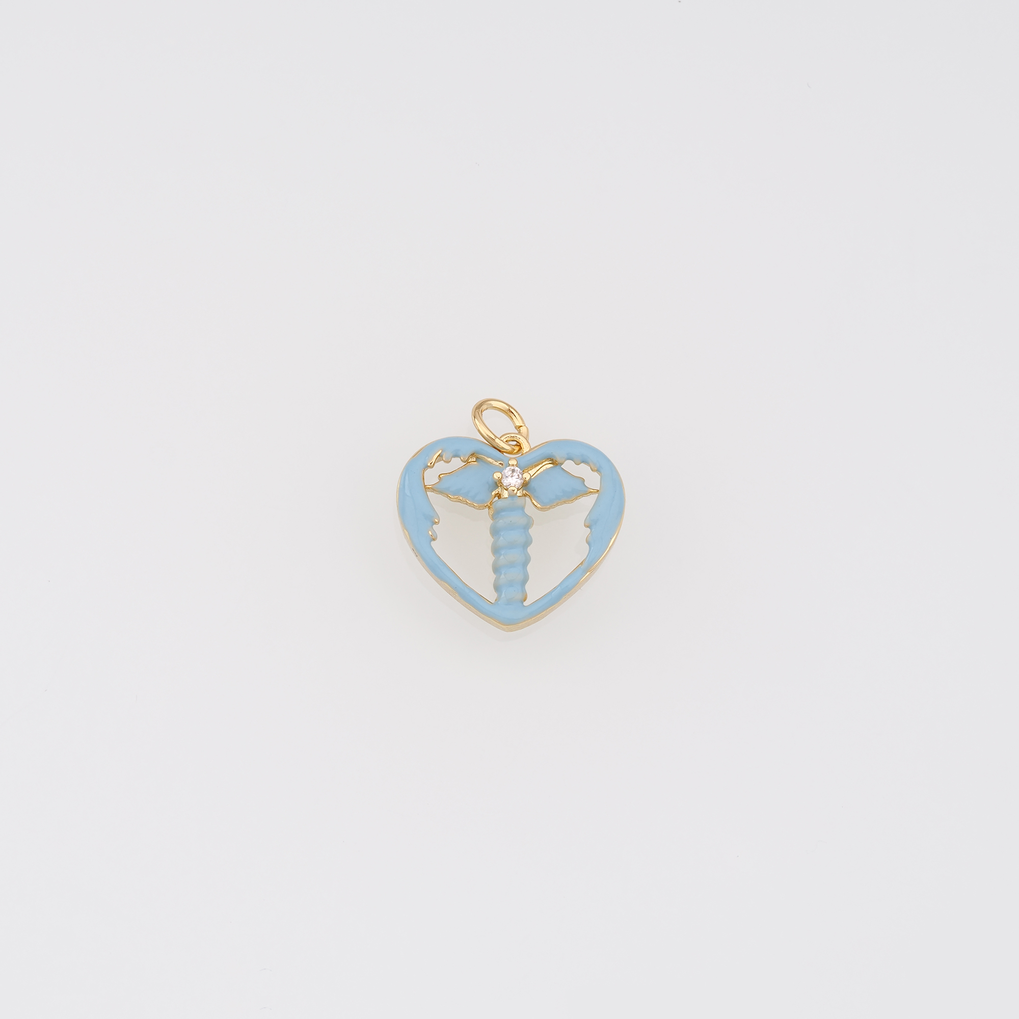 18K Gold Filled Heart Pendant,Enamel Heart Charm Earrings Necklace for DIY Jewelry Making Supply