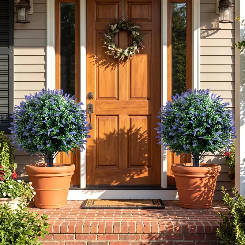 Set of 2 Artificial Hydrangea Trees – Lifelike 11-Bloom Arrangements in Plastic Nursery Pots