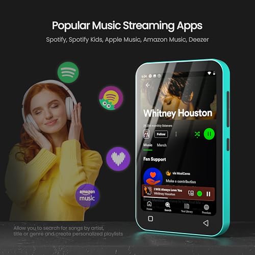 TIMMKOO 80GB Kids MP3 Player with Bluetooth, Parental Controls, Pre-Installed Spotify, Spotify Kids, Audible, 4