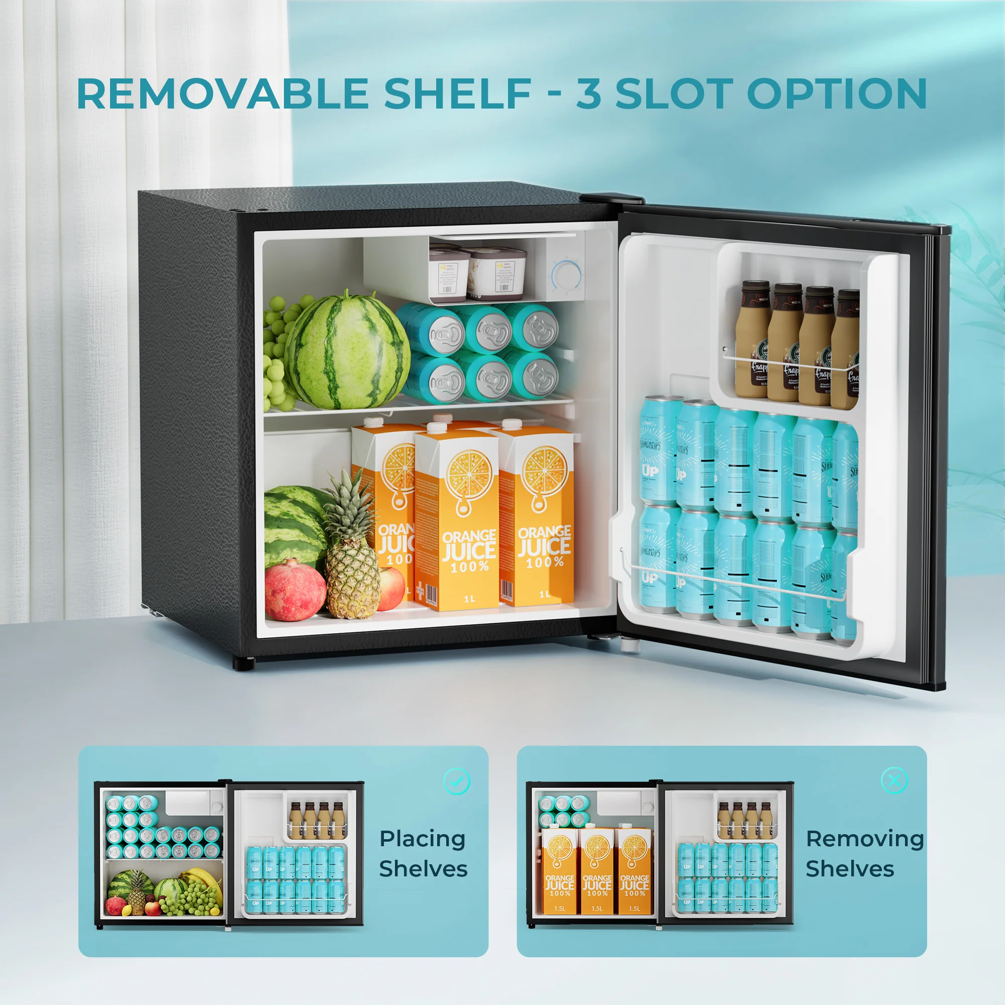 1.7 Cu.Ft Mini Fridge with Compact Freezer Temperature Control