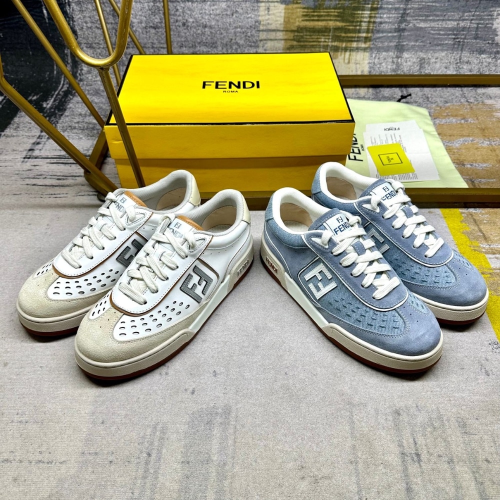 Fendi Match Suede Low Tops White And Brown 8E8670Asb2F1Rux