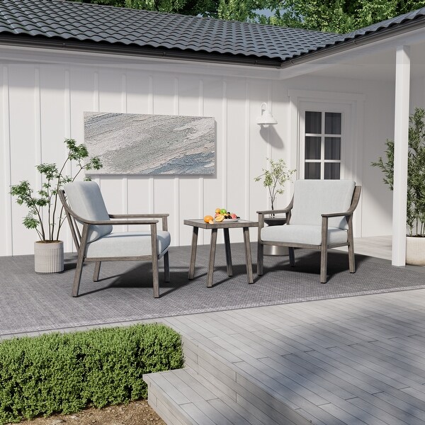 3Piece Aluminum Patio Conversation Set with End Table and Cushions