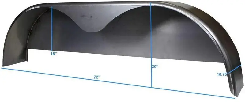 Steel Tandem-Axle Trailer Fender Set – 72″ x 10.75″, Welded Back Plate (2-Pack)