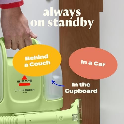 Little Green Mini Portable Carpet and Upholstery Deep Cleaner, Car/Auto Detailer, with Self-Cleaning Tool and 4′′ Tough Stain Tool, Tea Green