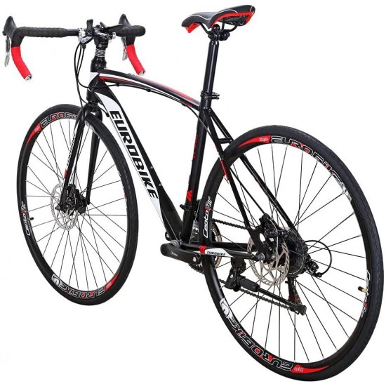 XC550 Road Bike 21 Speed 49 cm Frame 700C L Wheels Road Bicycle Dual Disc Brake Bicycle Black-White 30
