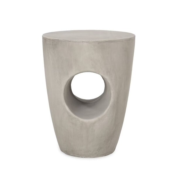 Modern Outdoor side table,with its round tabletop and drum silhouette