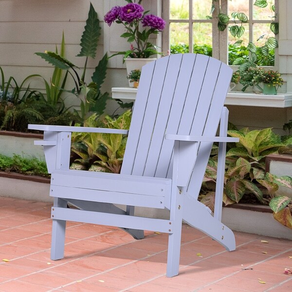 Outsunny Oversized Fir Wood Adirondack Chair with Cup Holder