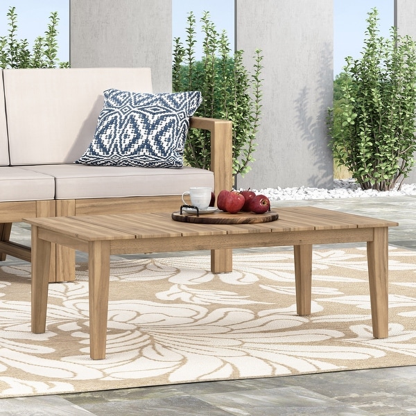 Acacia Wood Outdoor Coffee Table,Light Brown,14'' H X 23.5'' W X 39.5'' L