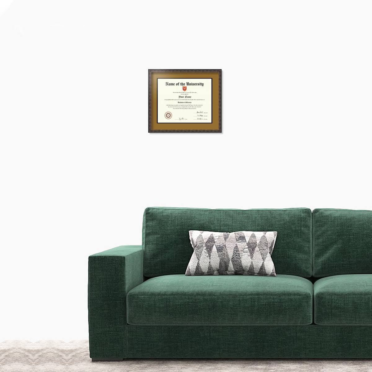 ArtToFrames 18x22 inch Diploma Frame - Framed in Grey and Black Frame with Black and Gold Mats, Comes with Regular Plexi Glass a
