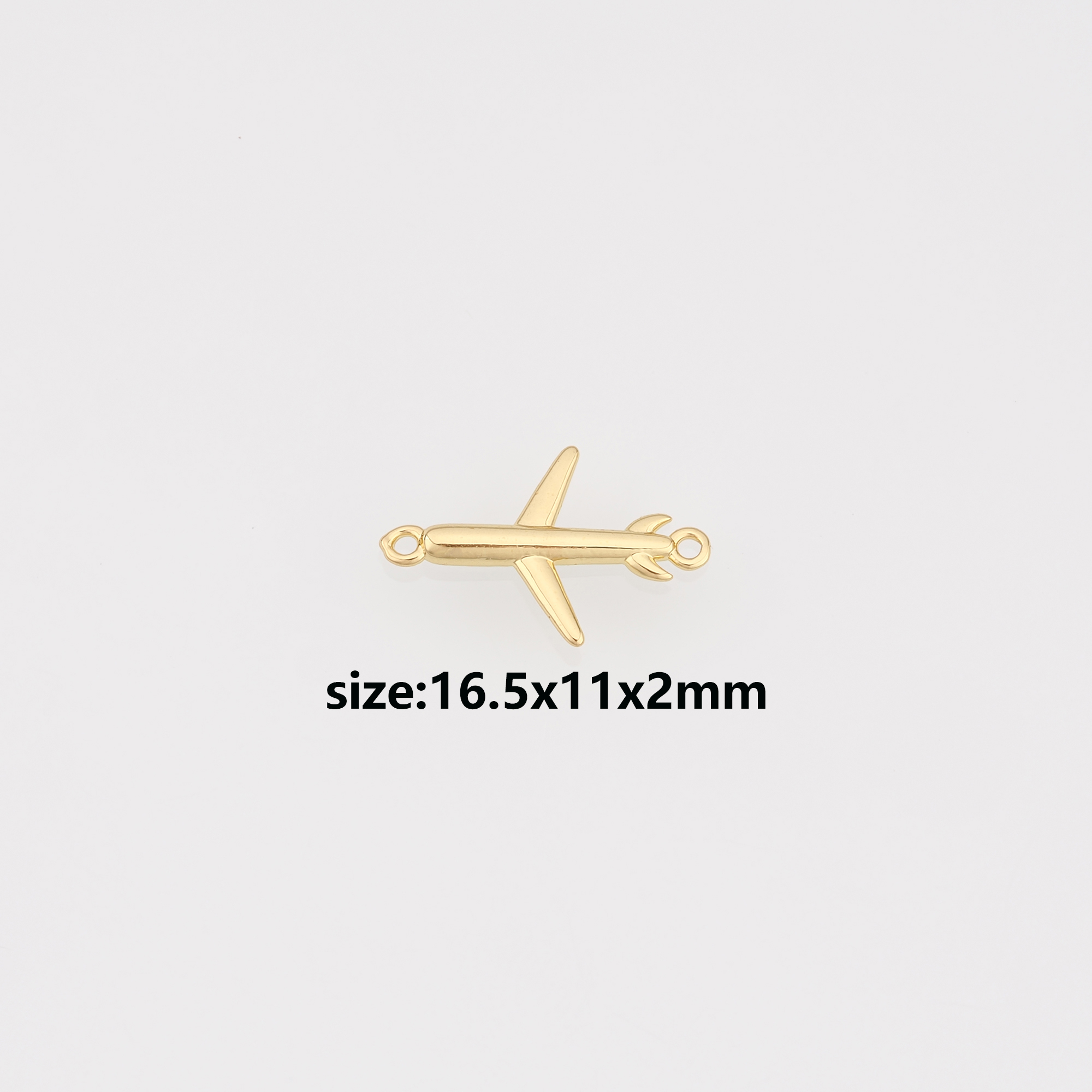 18K Gold Filled Airplane Connector,Dainty Airplane Charm Necklace Bracelet for DIY Jewelry Making Supply