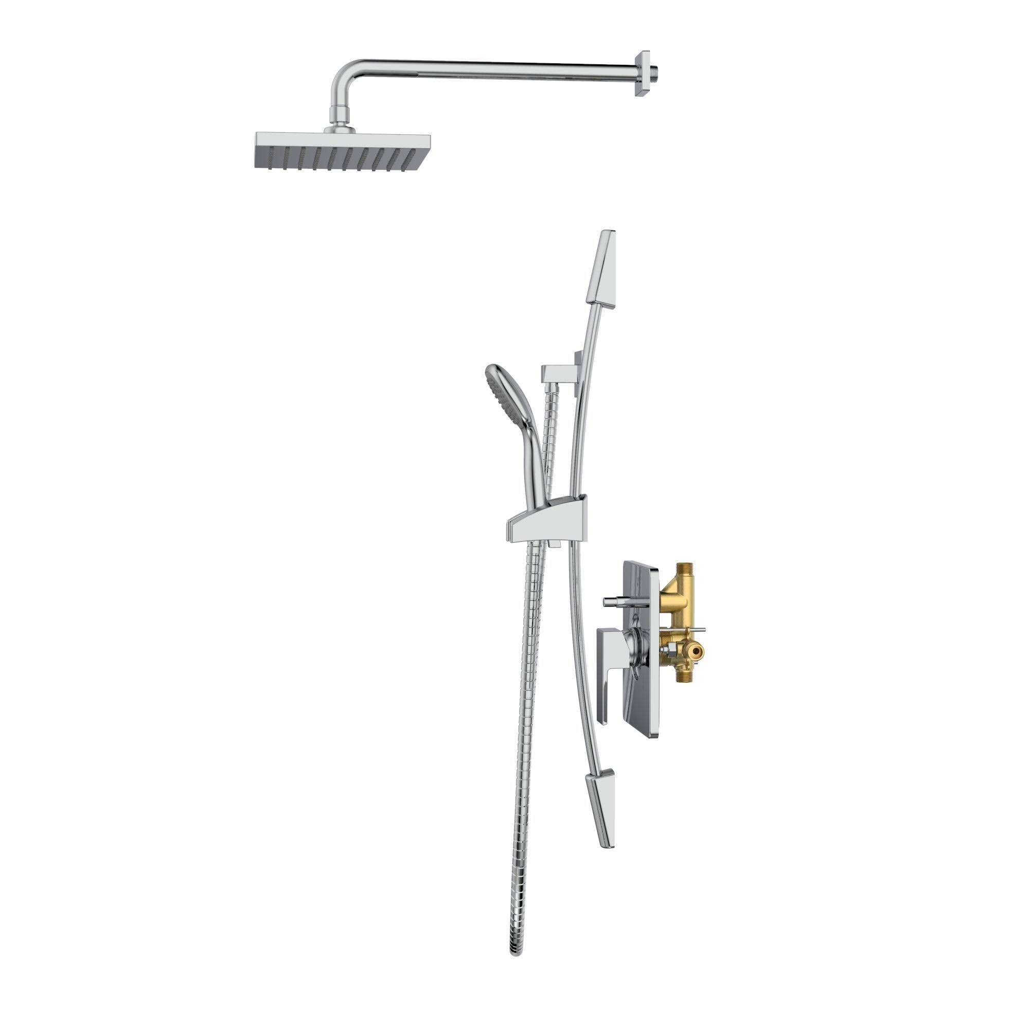 Belanger KIT-QUA130CCP Rain Pressure Balanced Square Shower System, Polished Chrome