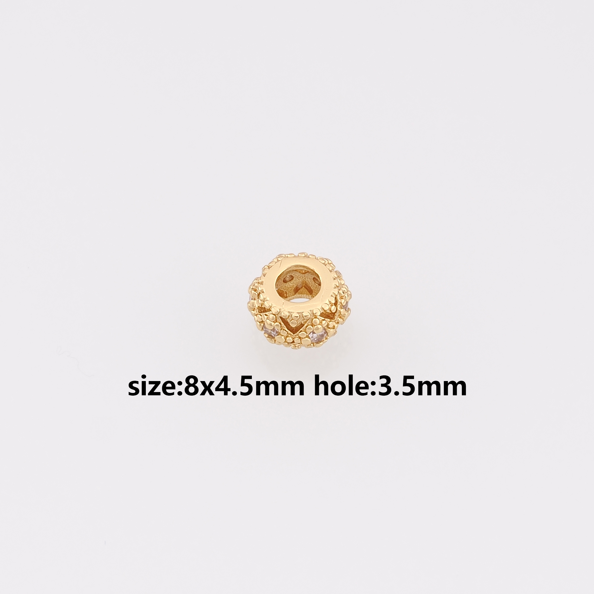 18K Gold Filled Cylinder Spacer Beads,CZ Micro Pave Barrel Beads for Bracelet Jewelry Necklace Making Supply