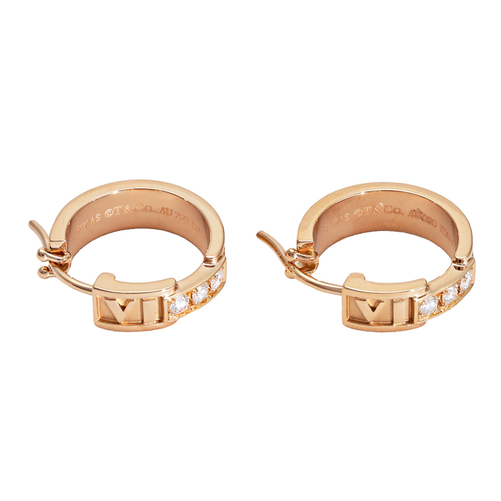 Tiffany & Co. Atlas Earrings 18K Rose Gold Diamond