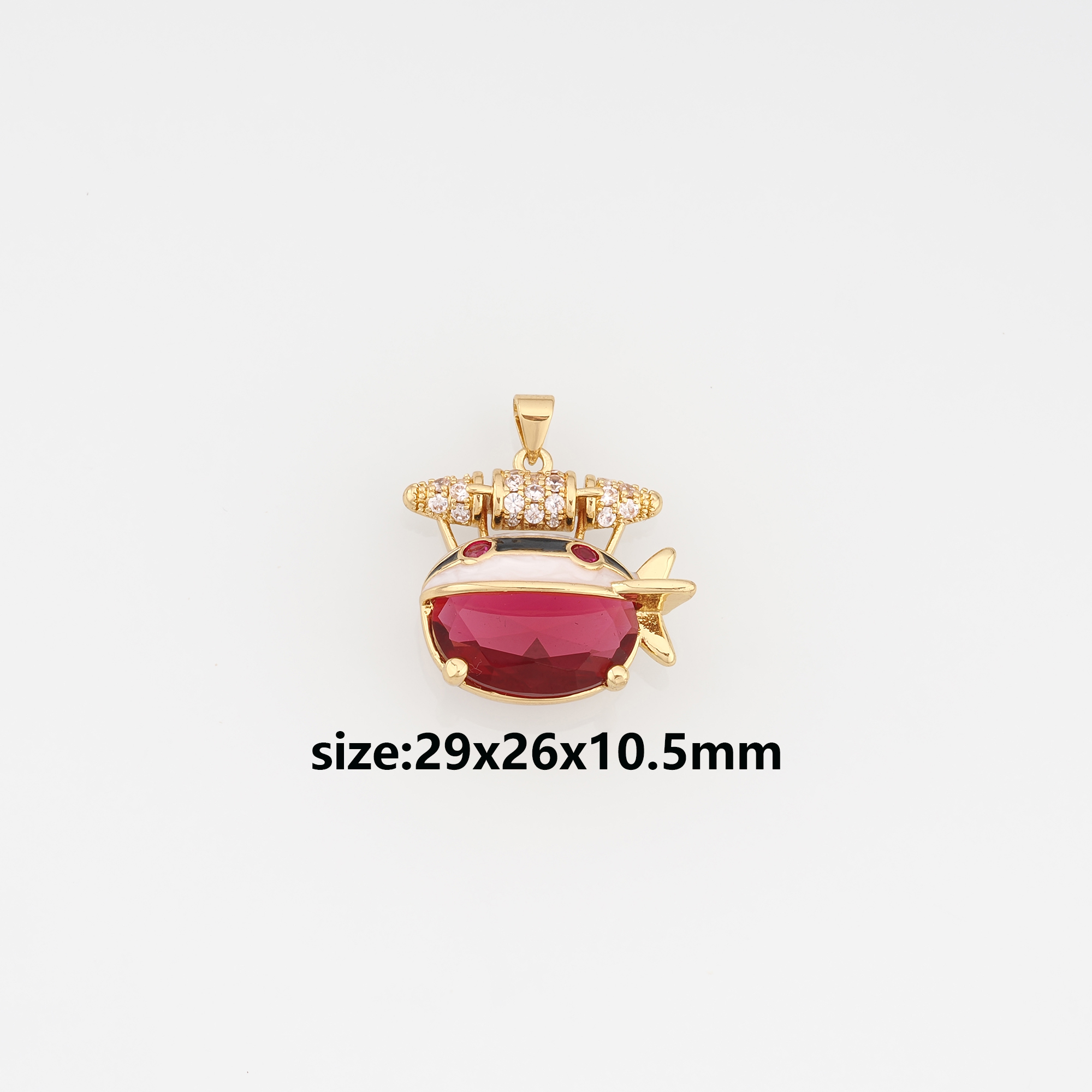 18K Gold Filled Airship Pendant,CZ Micro Pave Airship Charm Earrings Necklace for DIY Jewelry Making Supply