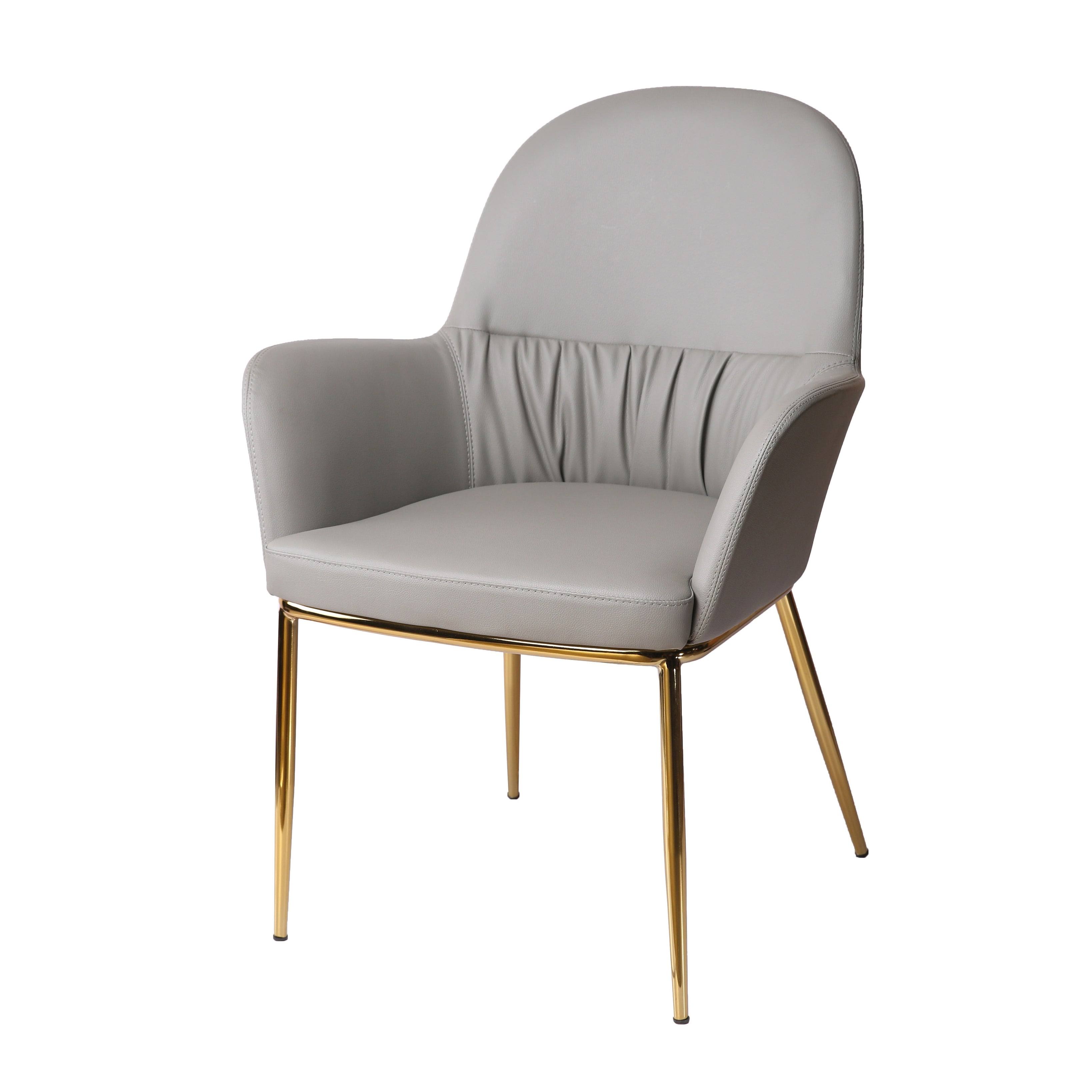 Modrest Blanton Modern Grey Leatherette u0026 Gold Accent Chair