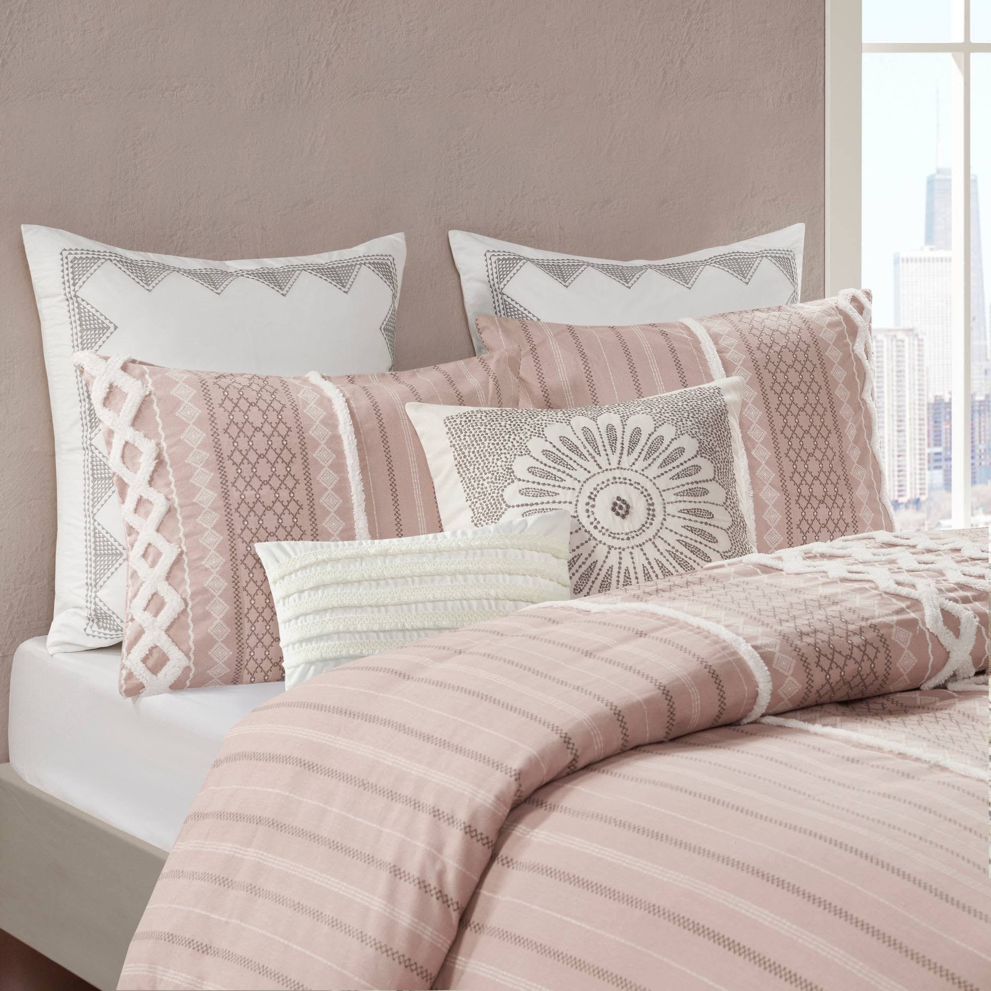 INK+IVY - Imani Cotton Duvet Cover Mini Set - Blush - King/Cal King