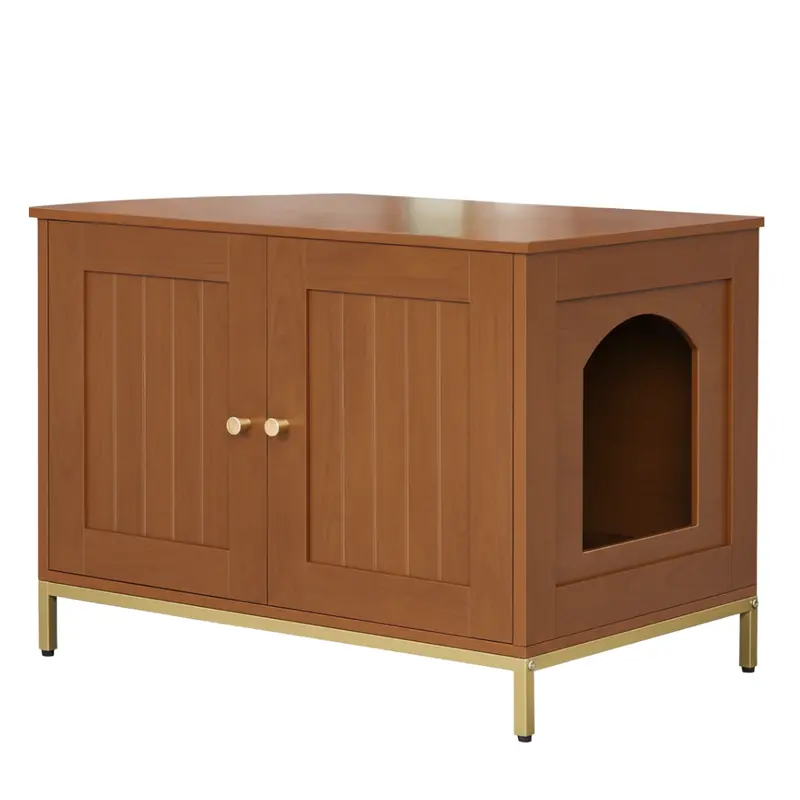 Rattan Cat Litter Enclosure – Handwoven Cabinet with Top Fence and Mat