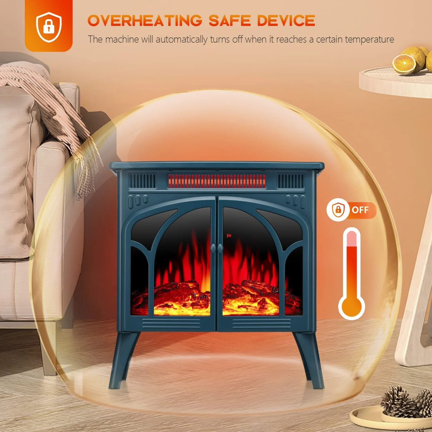 25 Inches 3D Infrared Free Standing Electric Fireplace Stove S230B
