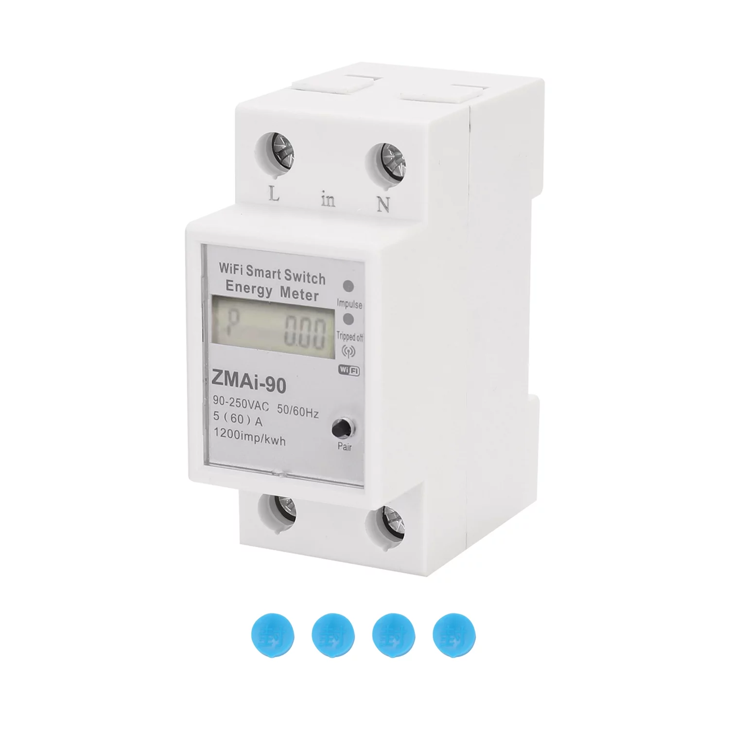 OWSOO Single-Phase Din Rail Wifi Intelligent Energy Meter Power Consumption Kwh Meter Wattmeter Support Smartlife/ App Control Compatible with And Home
