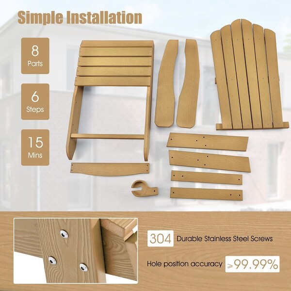 Costway Patio HIPS Adirondack Chair with Cup Holder Weather Resistant