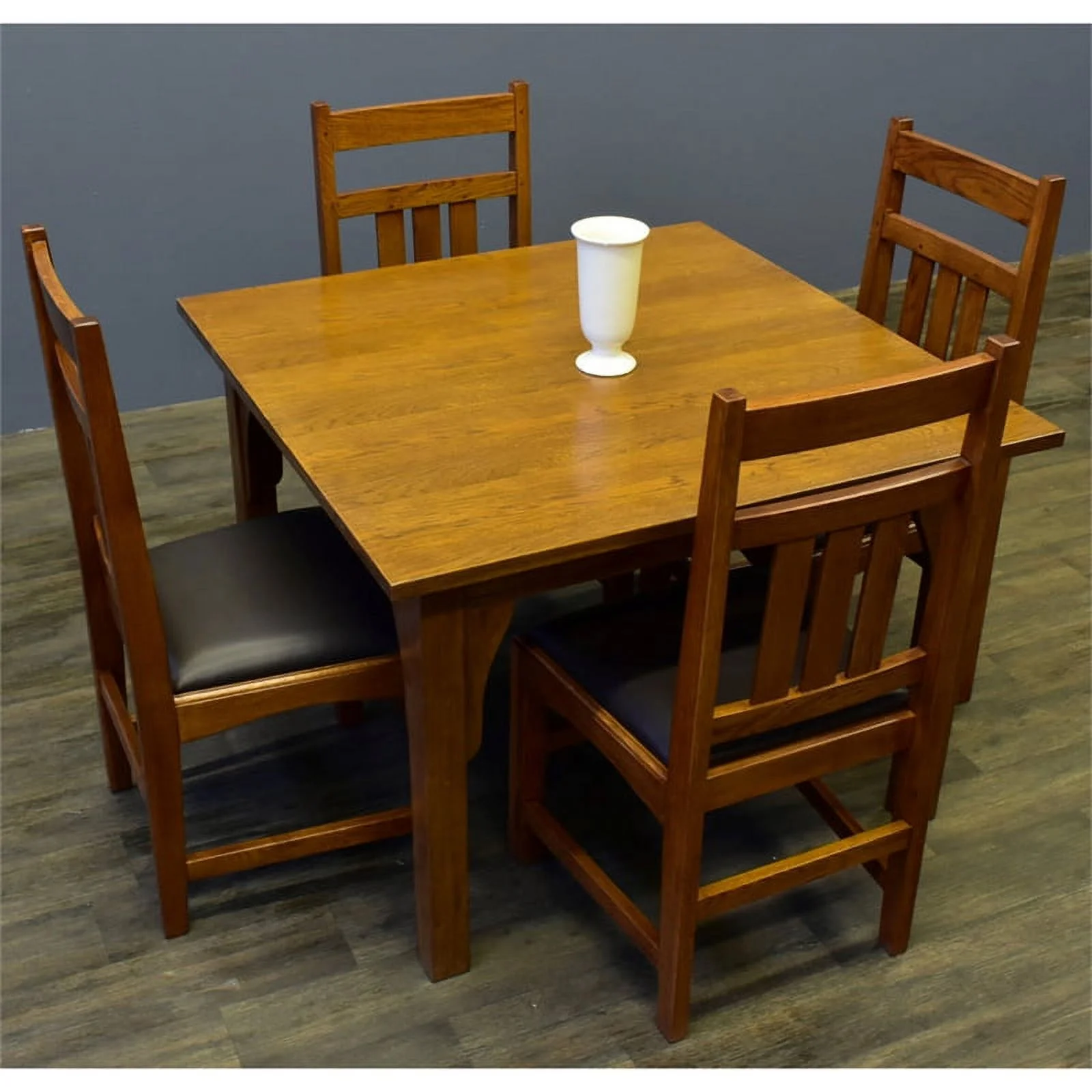 Crafters and Weavers Arts and Crafts Solid Wood Square Dining Table in Cherry