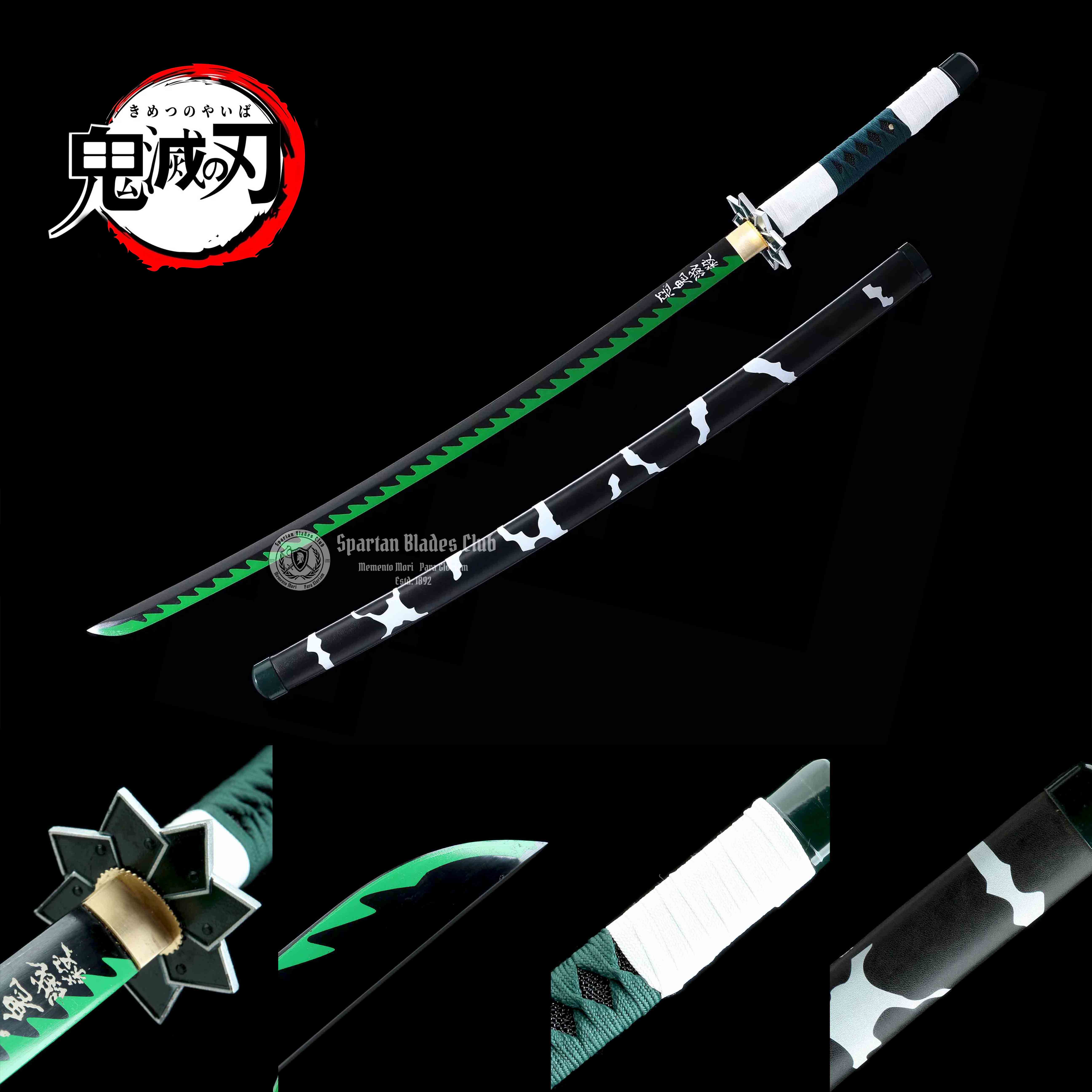 GM07 | Sanemi Shinazugawa Sword | Demon Slayer | 1045 Carbon steel | Sharp | Handmade Real Sword | Green | Battle-Ready | Full-tang | Japanese Anime Cosplay | Spartan Blades Club | CHEN'S SWORDS 1892 - Spartan Blades Club - 陳氏劍莊1892