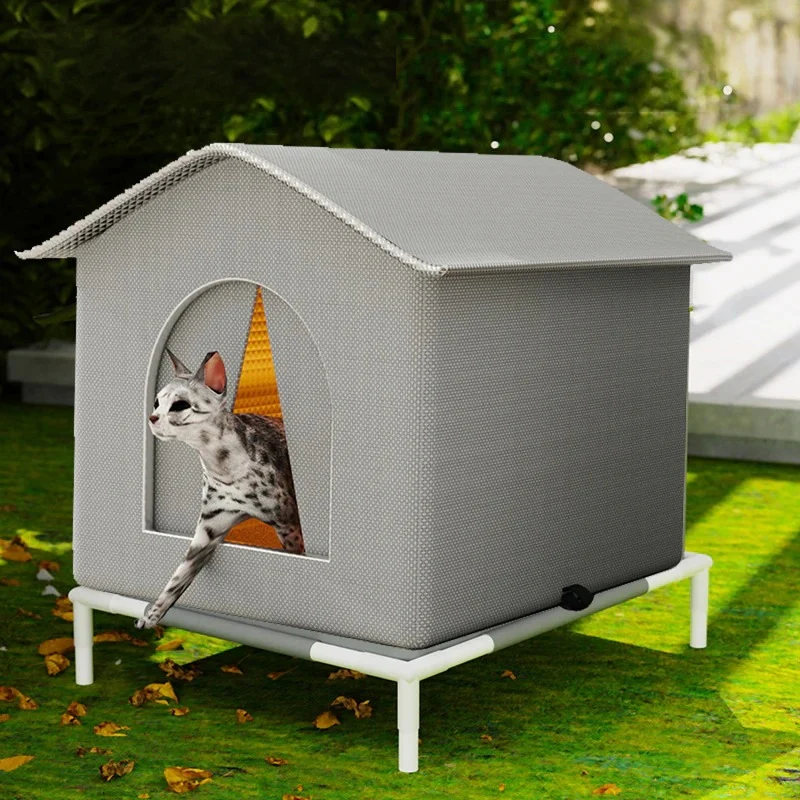 Winter Cat Shelter Cat House Insulated Warm Stray Cat Bed Waterproof with Base
