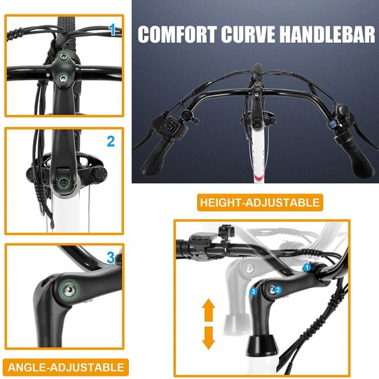 Electric Bike 350W Adult Electric Bicycle 26″ Electric Cruiser Bike/Electric City Bike with Removable 8Ah Lithium-Ion Battery, 7 Speed