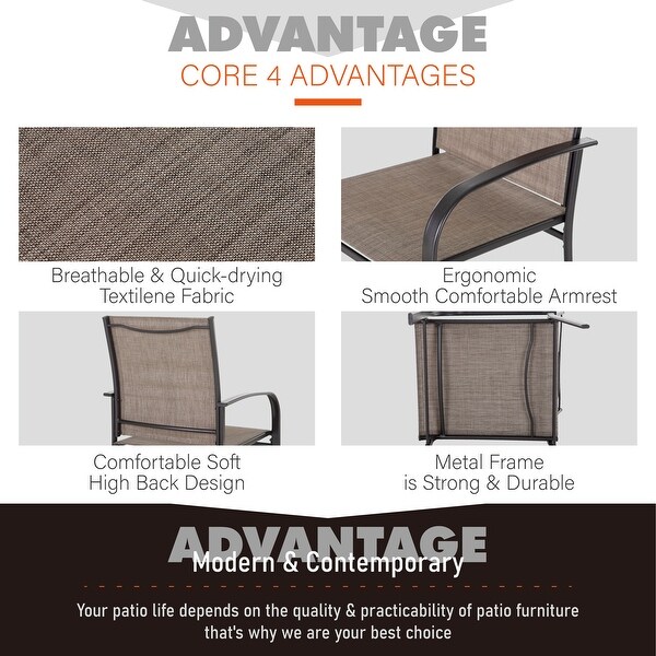 MAISON ARTS 5Piece Patio Dining Set,Geometrically Stamped Round Table and 4 Textilene Dining Chairs
