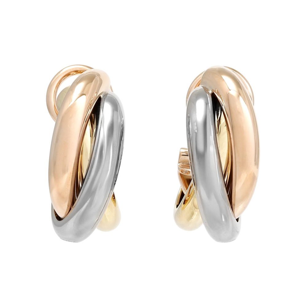 Cartier Trinity Classic Model Earrings Tri-Gold B80083231