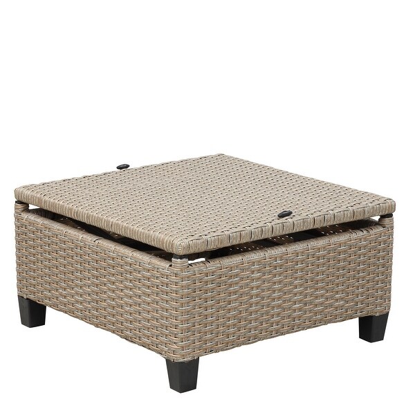 UVProof 4Piece Resin Wicker Patio Sofa Set Daybed Sunbed with Retractable Canopy and Adjustable Table