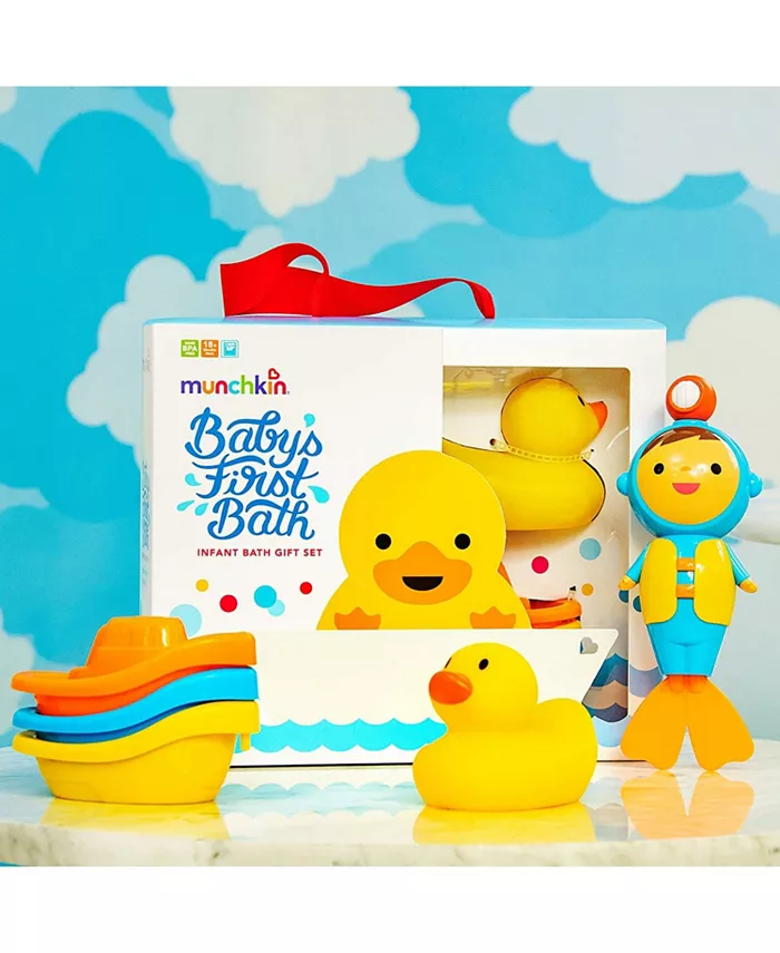 Munchkin Baby's First Bath, 5 Piece Bath Toy Set, Includes Gift Box