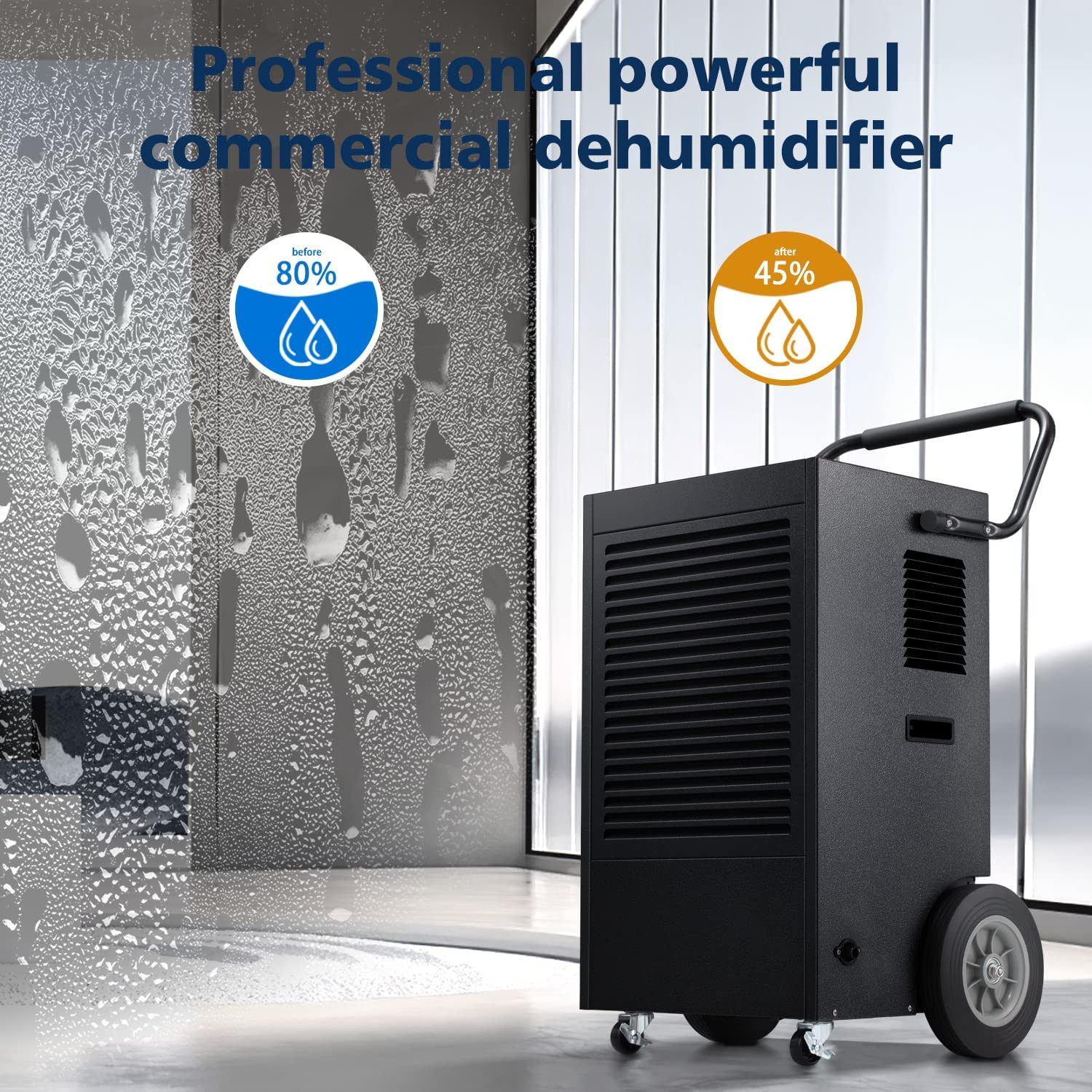 7500 Sq.ft Commercial Dehumidifier, 190 Pint Large Industrial Dehumidifier
